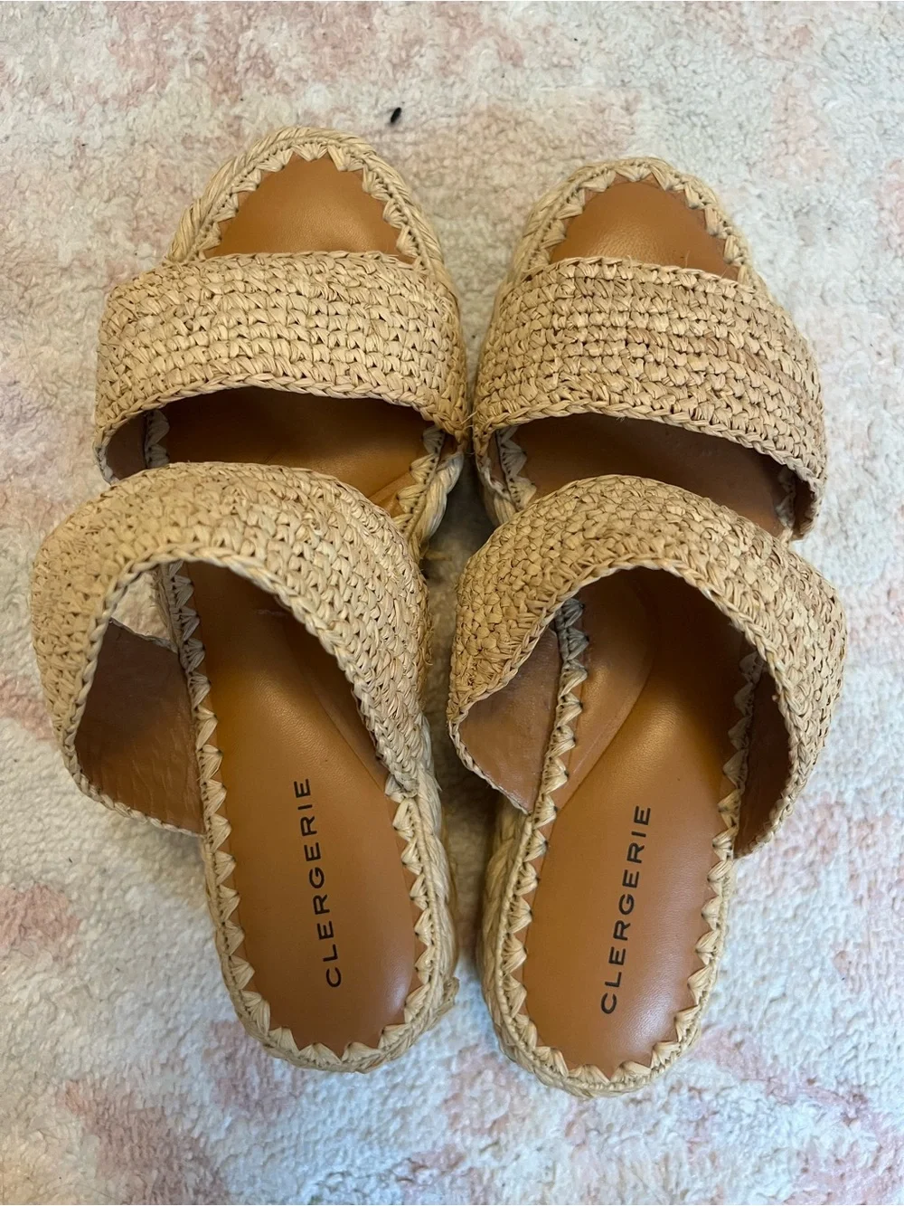 Clergerie Paris Arlene 2 Woven Raffia Leather Platform Espadrille Sandals